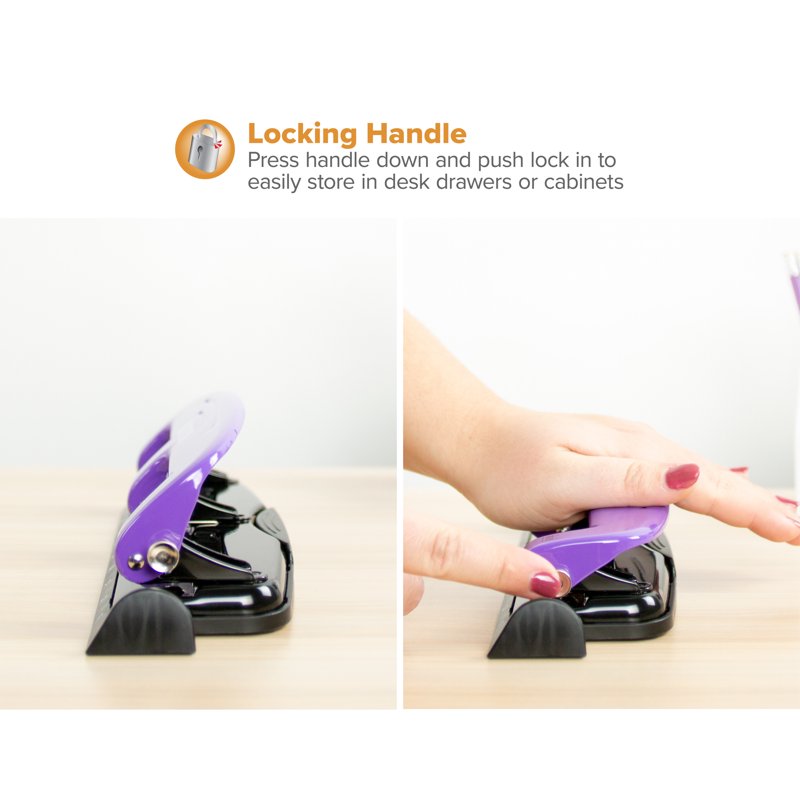 Office Hole Puncher 12 Sheet Capacity with EZ Squeeze Technology - Metal Construction