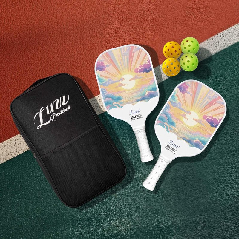 LUZZ Bliss Carbon Fiber Pickleball Paddle Set of 2 - 4 Balls, Carry Bag, USAPA Approved