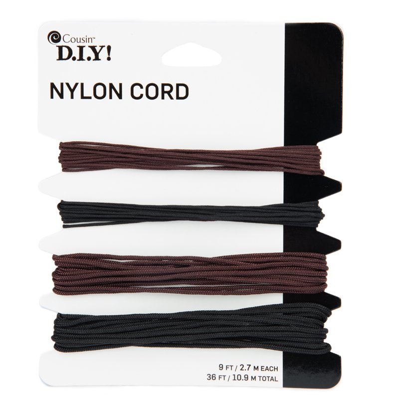 Nylon Jewelry Stringing Cord 36ft Bulk Roll for Beading & Crafting - Black & Brown