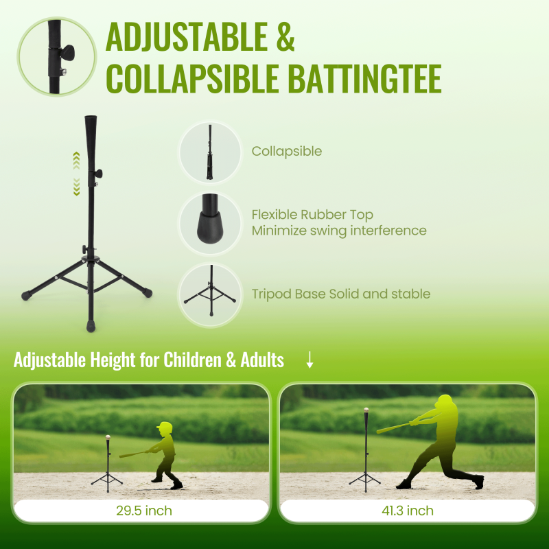 Portable Baseball & Softball Hitting Net with Batting Tee & Carry Bag - 7x7ft