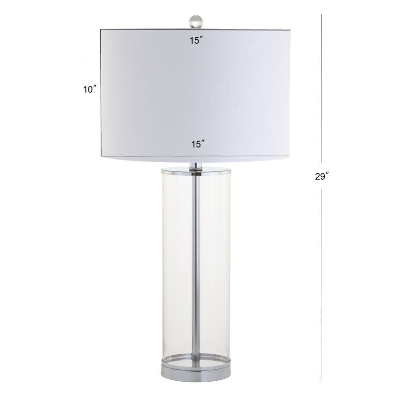 Glass LED Table Lamp - Modern 29 Inch Clear & Chrome Finish
