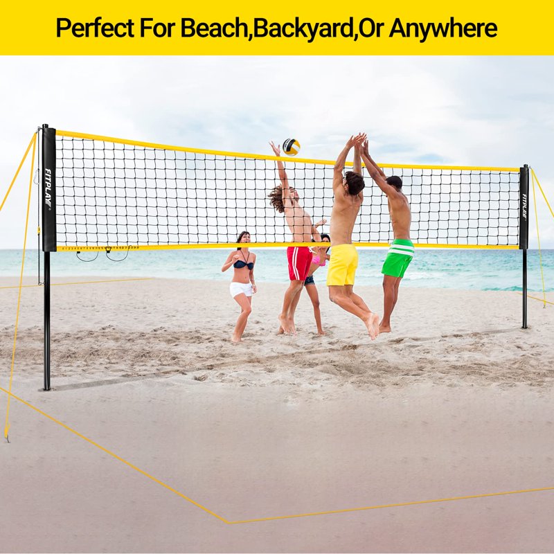 Portable Volleyball Net Set with Adjustable Heights for Outdoor Play 32x3FT
