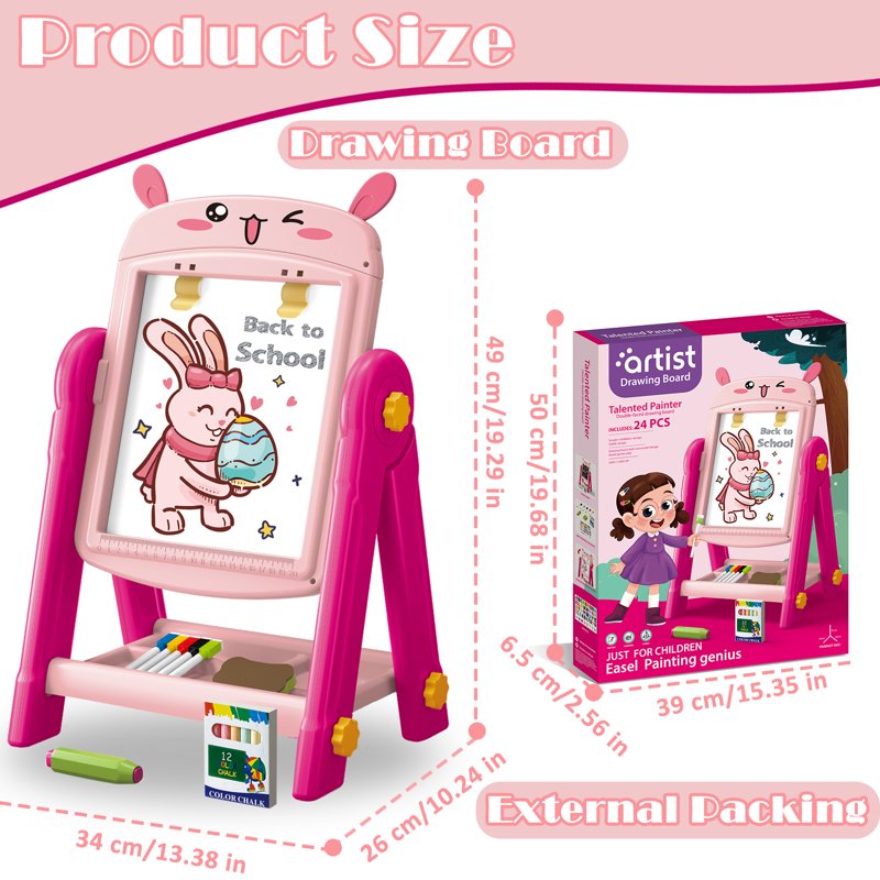 Kids Magnetic Drawing Easel - Double-Sided Art & Learning Board for 3-8 Year Olds