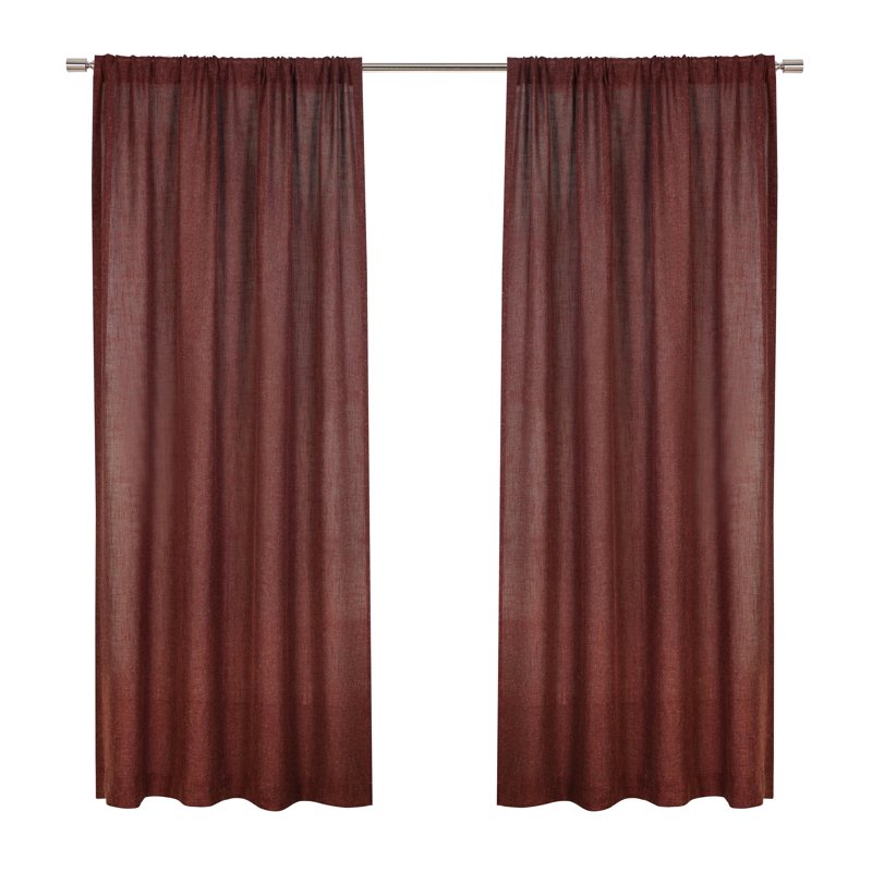 Linen Blend Light Filtering Curtain Panel - Deep Redwood, 50x84 Inches