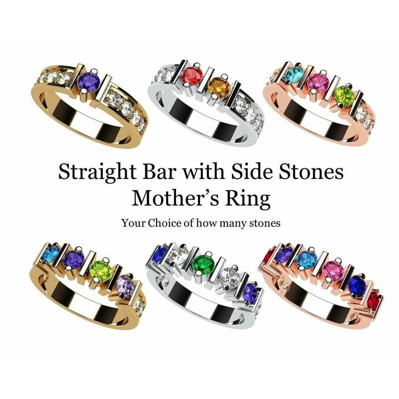 Personalized Birthstone Silver Ring for Women and Mothers Day Gift