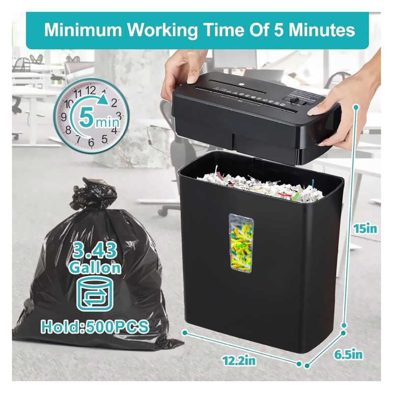 10-Sheet Cross Cut Paper Shredder with CD Credit Card Security Auto Jam Proof Basket
