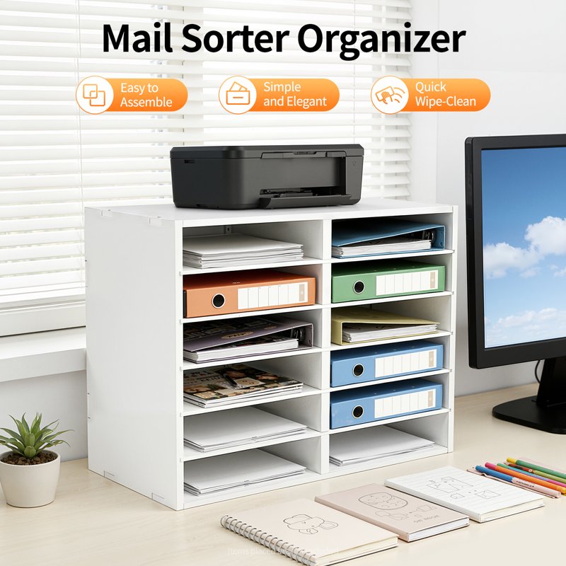Classroom Mailbox Organizer 12 Slots PVC Literature Storage with Load Capacity