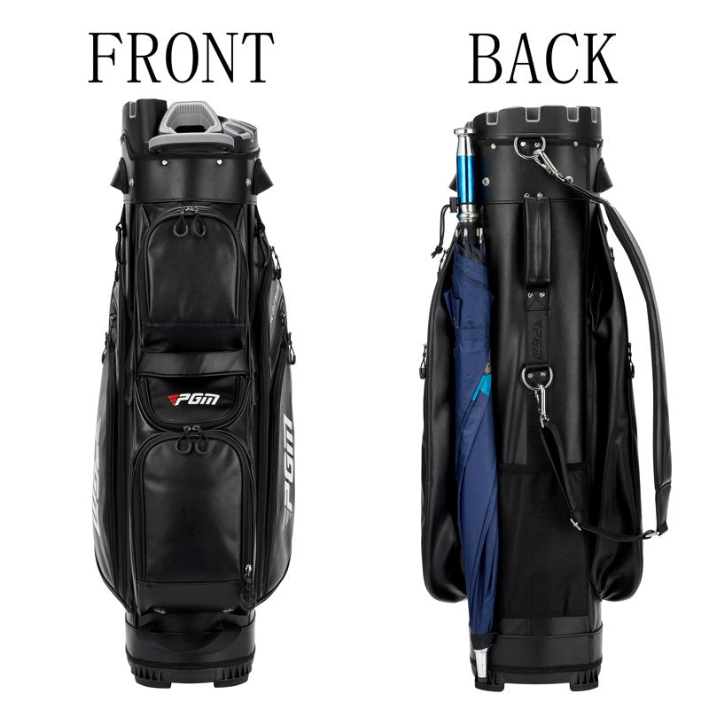 PGM 14-Way Silent Golf Cart Bag Black Microfiber Leather - Waterproof, 3.8kg