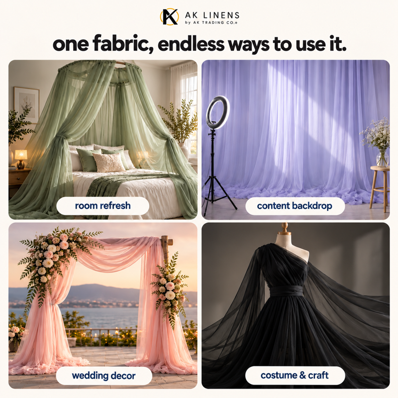 120-Inch Wide Polyester Sheer Voile Fabric Roll for Wedding & Event Decor