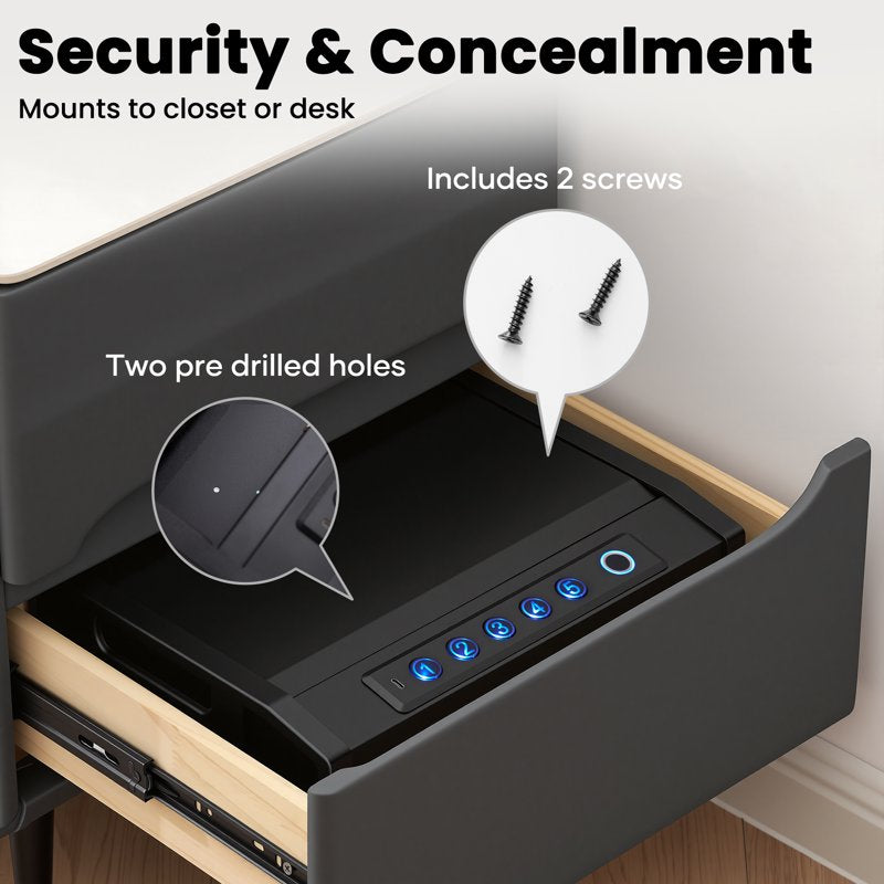 Portable Gun Safe with Biometric Lock for Handguns, Password & Key Entry