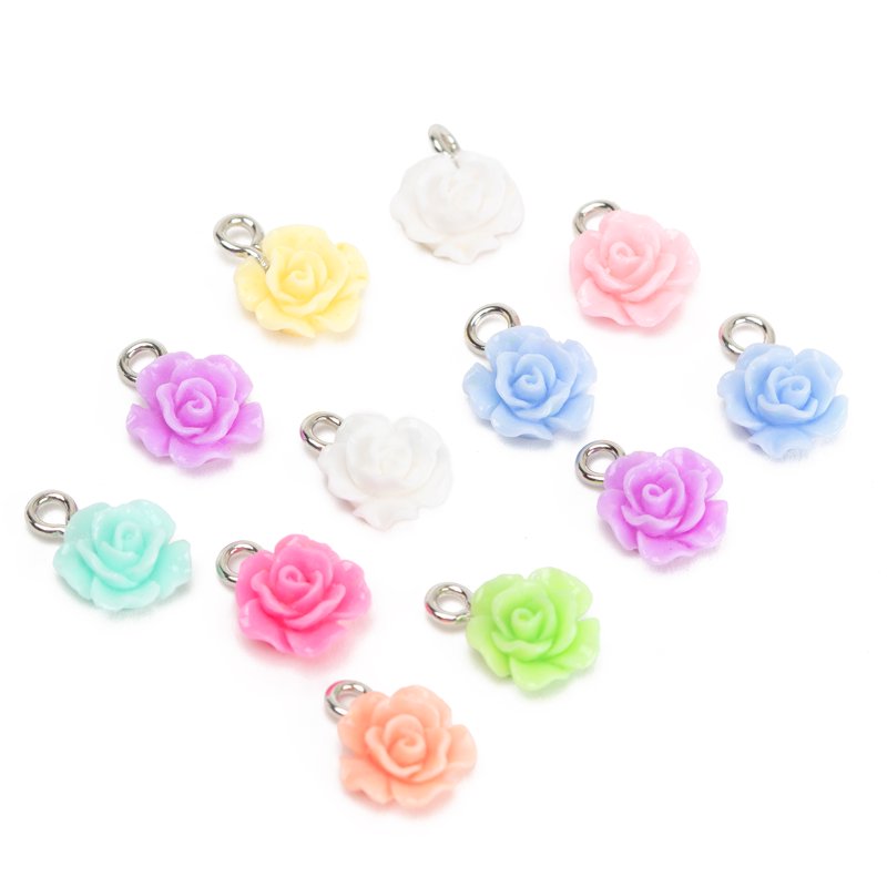 DIY Acrylic Rosette Charms with Silver Jump Rings for Jewelry Making - 2 Pack