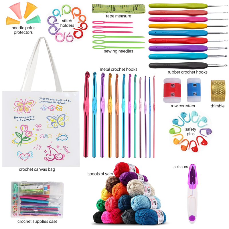 Crochet Kit for Beginners Adults 73PCS with Yarn & Tote Bag - DIY Craft Set