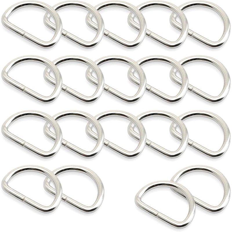 Metal D-Rings 3/4 Inch for Bags Belts Lanyards DIY Craft Accessories - Silver