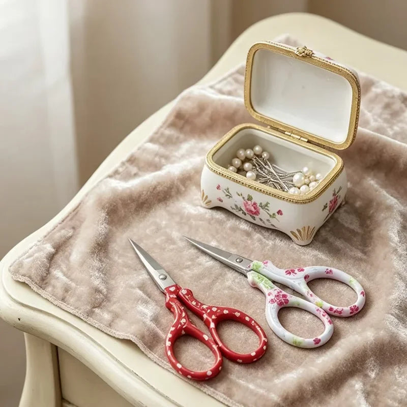 DINNAT 2-Pack Stainless Steel Craft Scissors – Embroidery, Sewing, Paper Cutting, Red & White (Variation: Red+White)