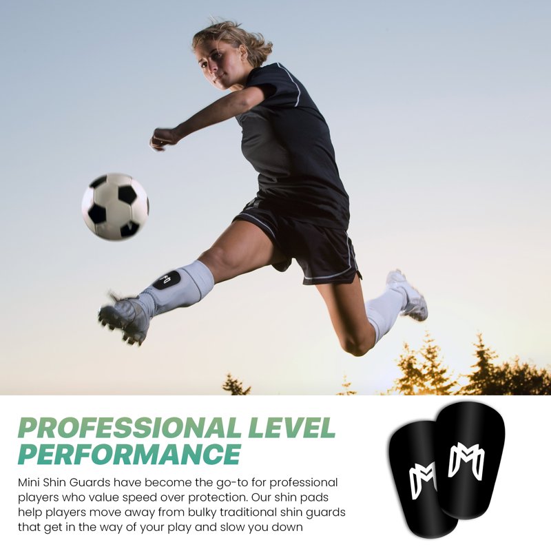 Mini Shin Guards for Soccer - MediCaptain MiniGuards Black, 3.9 x 2.4 in