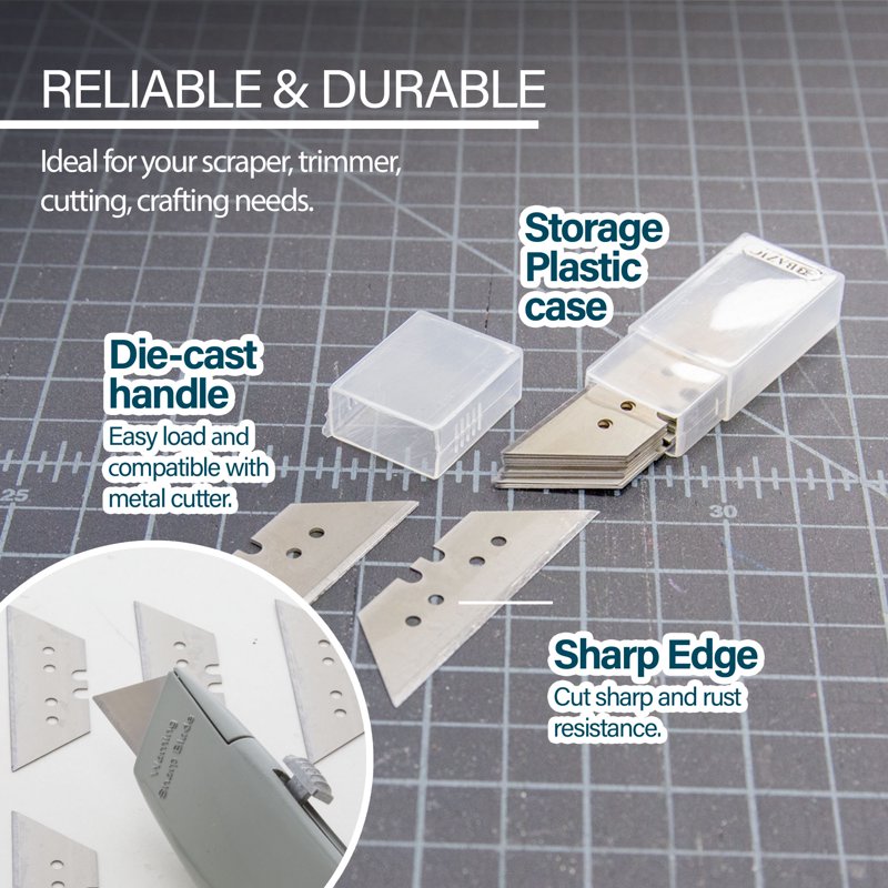 Utility Knife Blade Replacement Set - Stainless Steel, 8 Blades per Pack
