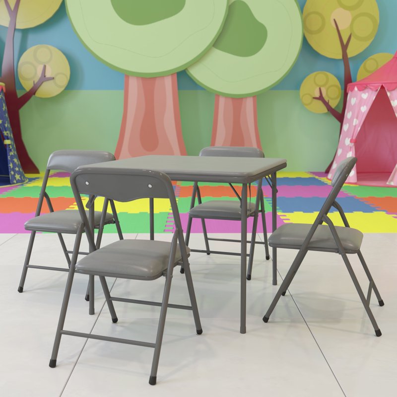 Kids Folding Activity Table and Chair Set - 4 or 5 Piece Space-Saving Play Furniture