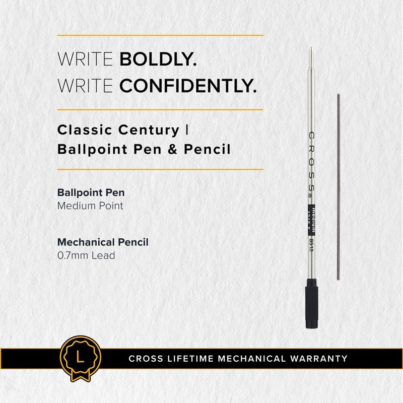 Cross Classic Century Refillable Ballpoint Pen and 0.7mm Pencil Set with Gift Box