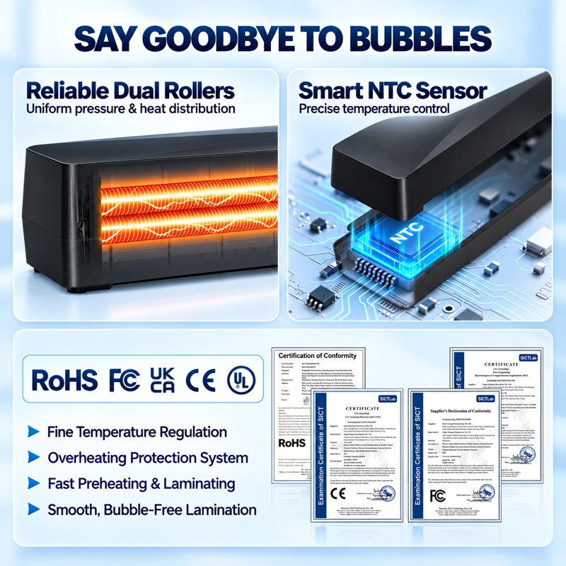 A4 Thermal Laminator Machine with Hot Cold Modes, Fast Warm Up, Jam Release, Bubble-Free for Home Office School