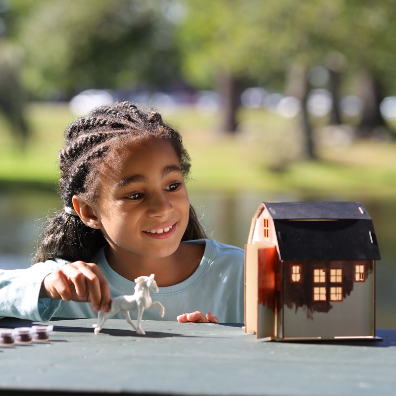 Paint Your Own Horse and Barn Set - Kids Arts and Crafts Kit for Equestrian Fun