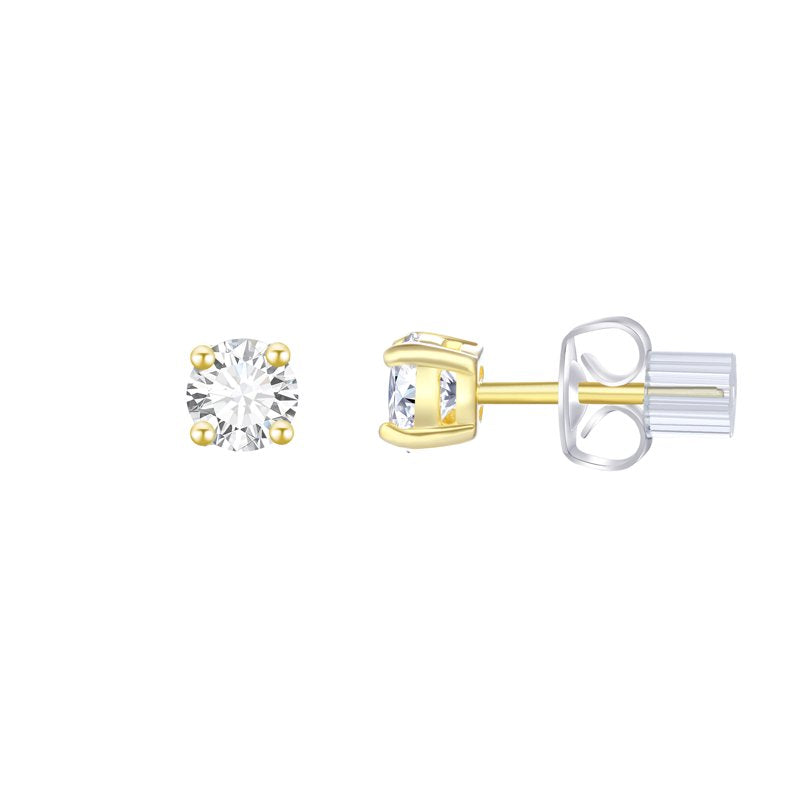 Simulated Diamond Earring Set with Click Top Hoop in 14K Gold Plated Silver