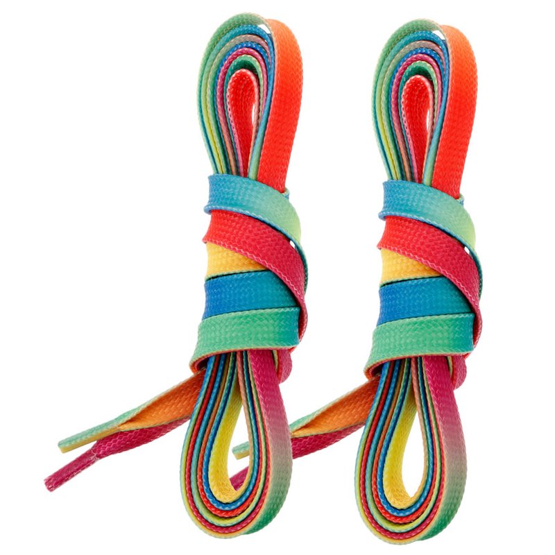 Waxed Flat Hockey Skate Laces with Rainbow Gradient - Durable Ice & Figure Skate Accessories