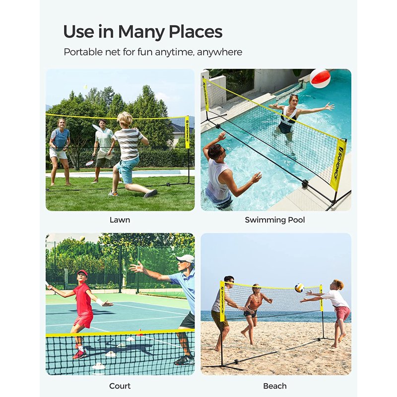 SONGMICS 13 ft Portable Badminton Net Set with Poles - Indoor/Outdoor