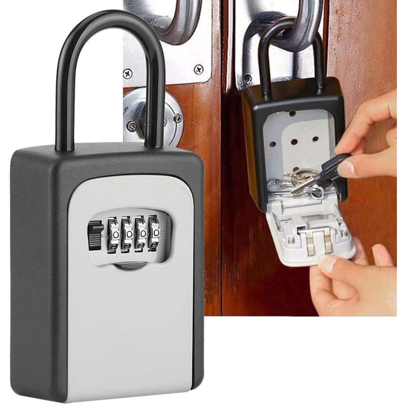 Waterproof Portable 4-Digit Combination Key Lock Box for Outdoor Security