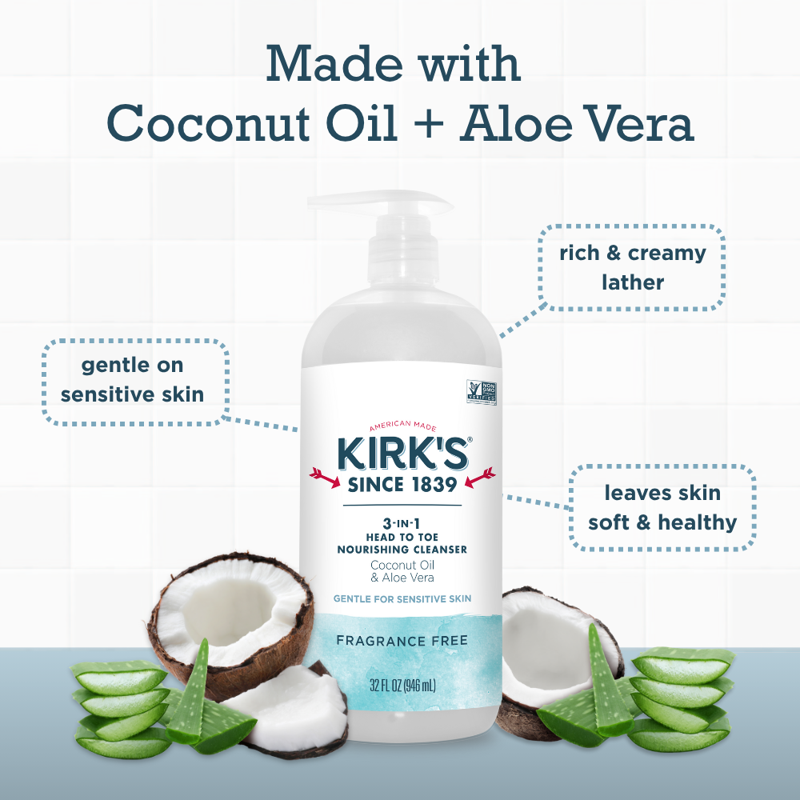 3-in-1 Nourishing Body Wash & Shampoo with Coconut Oil & Aloe Vera - 32 Fl Oz