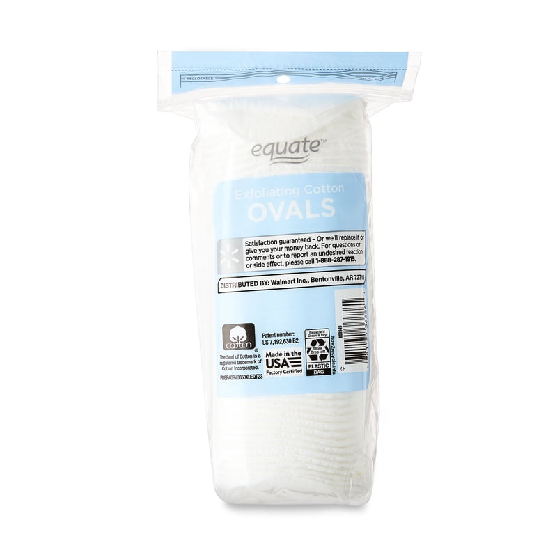 Exfoliating Cotton Ovals - Dual-Sided Facial Cleansing Pads, 50 Count