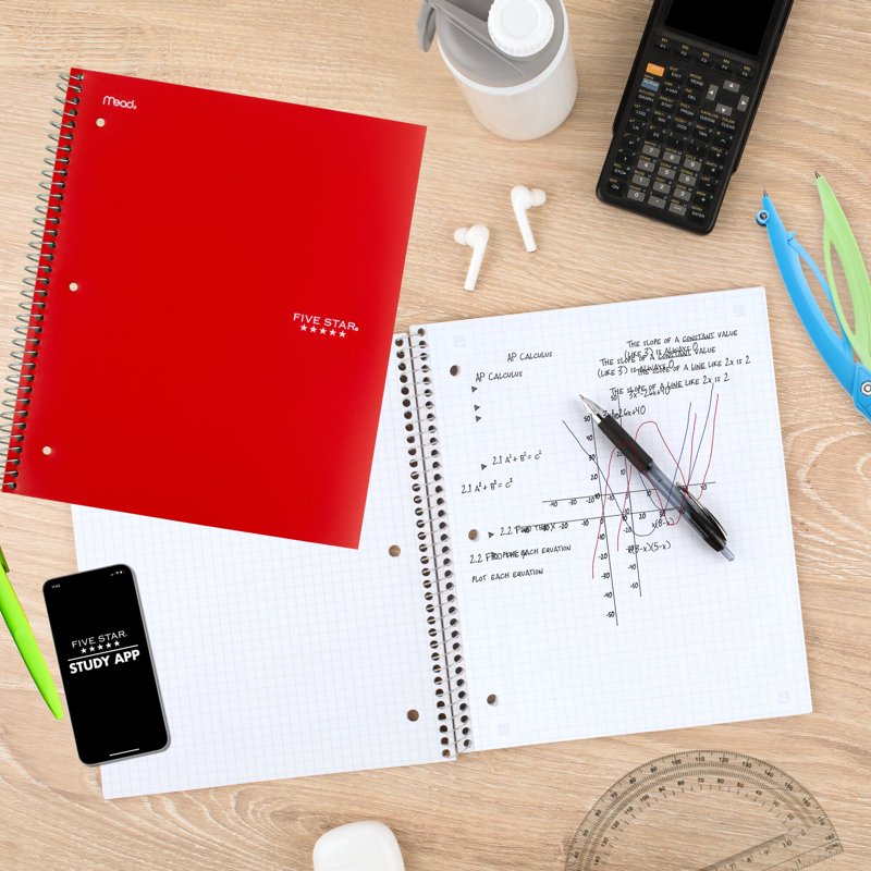 6 Pack Graph Ruled Spiral Notebooks 8.5 x 11 - Study & Organization Supplies