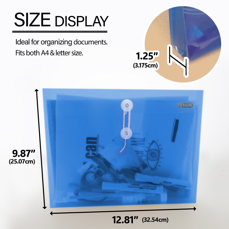Poly Side-Loading String Envelope Assorted Sizes Waterproof Tear-Resistant Office Supplies