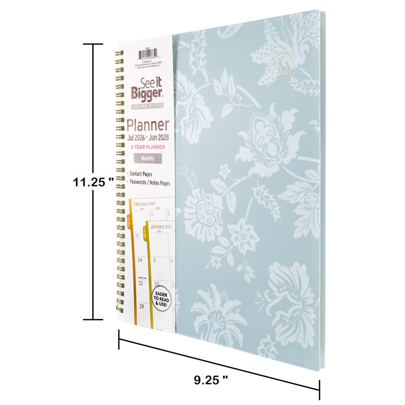 Large 2-Year Monthly Planner July 2026 - June 2028 Floral Design
