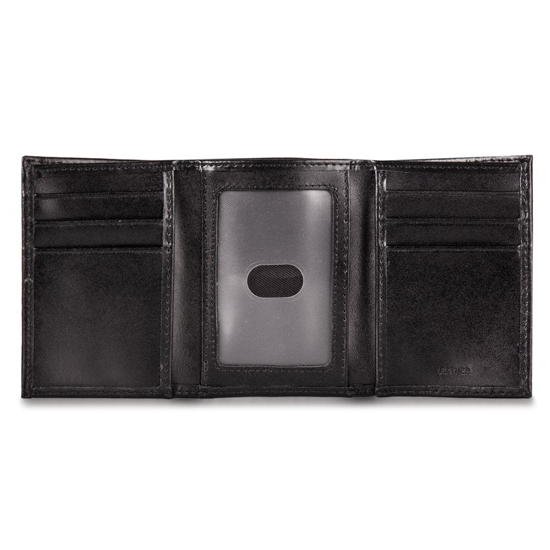 Leather Perforated Trifold Wallet with RFID Blocking - Slim Design, Card & Cash Storage