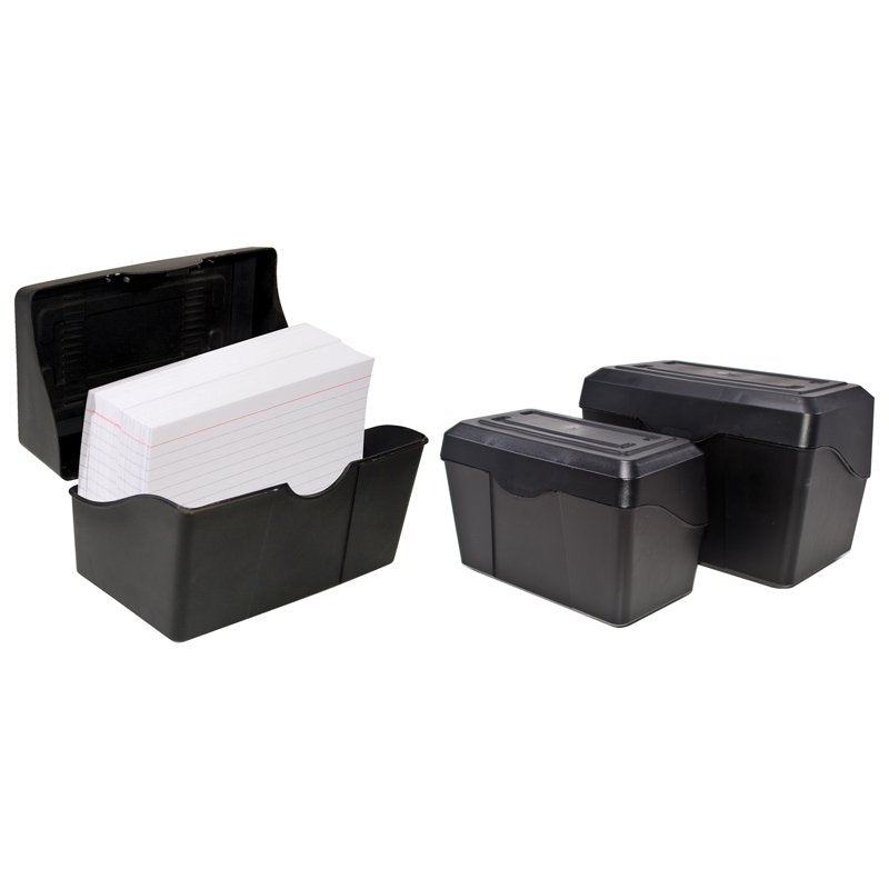 5x8 Inch Index Card Holder with Lid - Black, Stackable Office Organizer