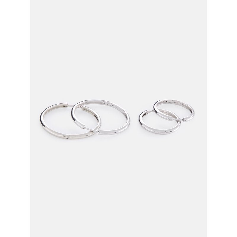 Women's Silver Plated Hoop Earrings Set - 2 Pairs, Demi-Fine Jewelry