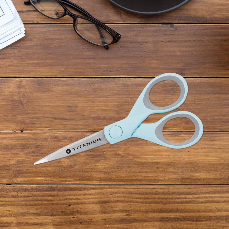 5-Inch Titanium Bonded Micro-Tip Crafting Scissors Light Blue - Durable Precision Cutting Tool