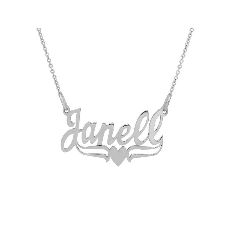 Personalized Name Necklace with Heart & Tail - Customizable Jewelry for Women