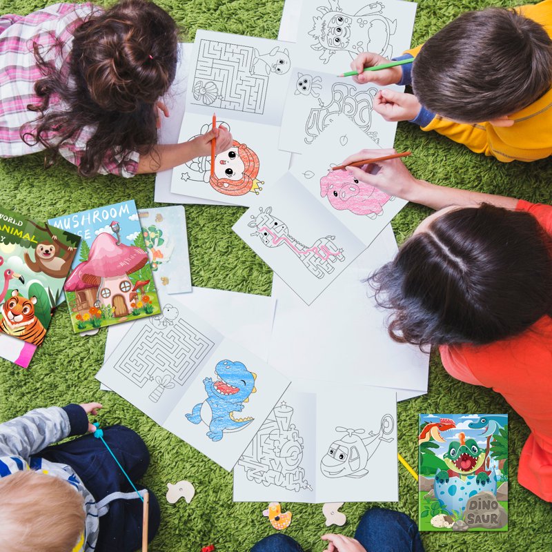 Kids Coloring Books Pack - 20 Small Activity Books with Mazes for Ages 4-8