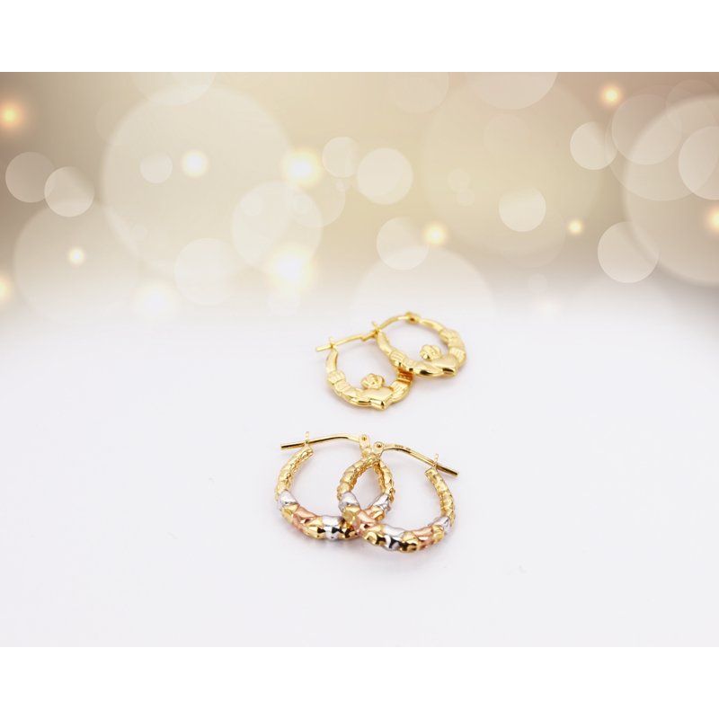 Sterling Silver 14K Gold Plated Claddagh & Heart Hoop Earrings - Hypoallergenic