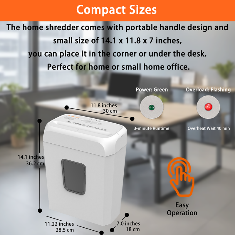 Crosscut Paper Shredder for Home Office 6-Sheet Capacity with Card and Staple Shredding