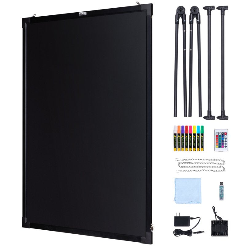 LED Message Writing Board 32x24 Inch Neon Effect Sign with Markers & Remote