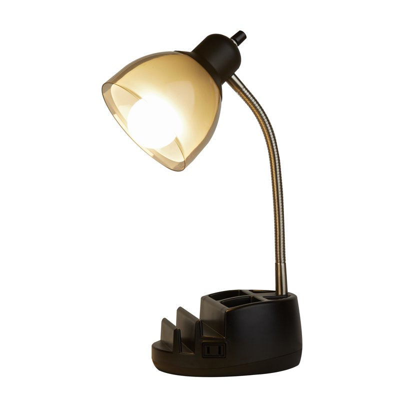 Multi-Purpose Desk Organizer and Task Lamp - Black, 6x7x15 Inches