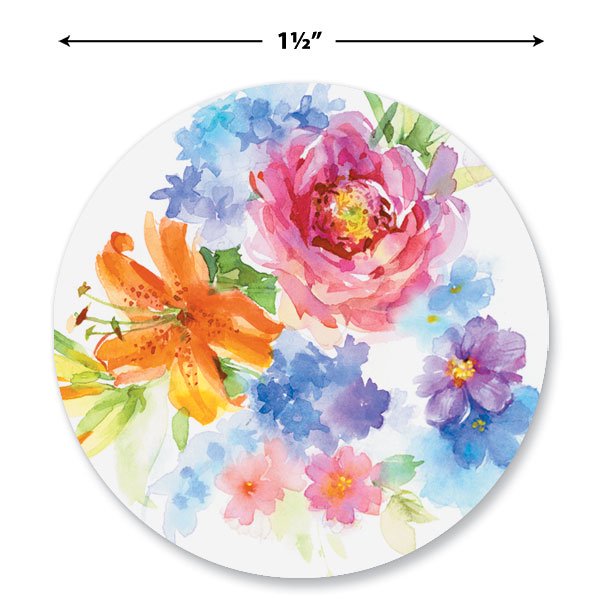Current Floral Frames Seals (4 Designs) Set of 24 1.5" Envelope Stickers