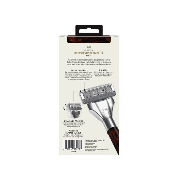 Barber Grade Razor with 2 Refill Cartridges - Close Shave & Precision Edging