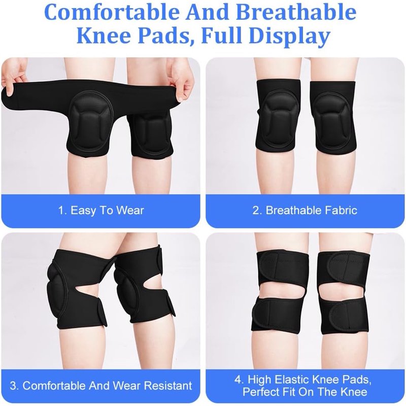 Knee Pads for Work & Sports - Anti-Slip, Thick EVA Foam, Adjustable Fit, 1 Pair