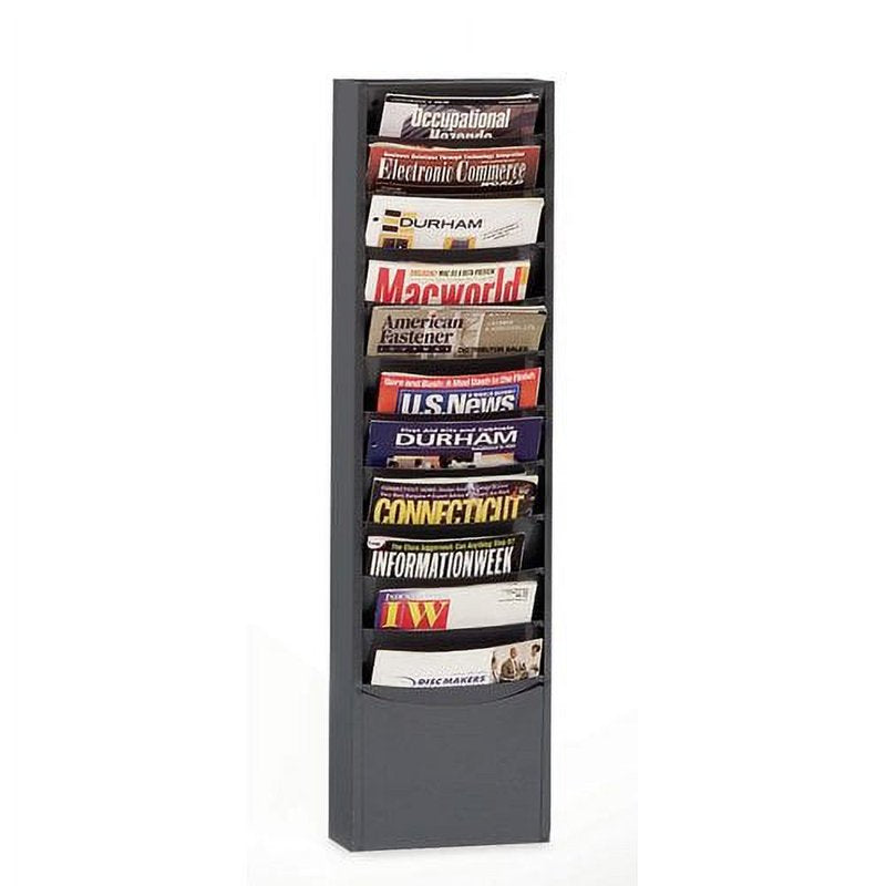 Wall-Mount Magazine Rack with 11 Compartments Steel Wall Shelf for Literature Storage