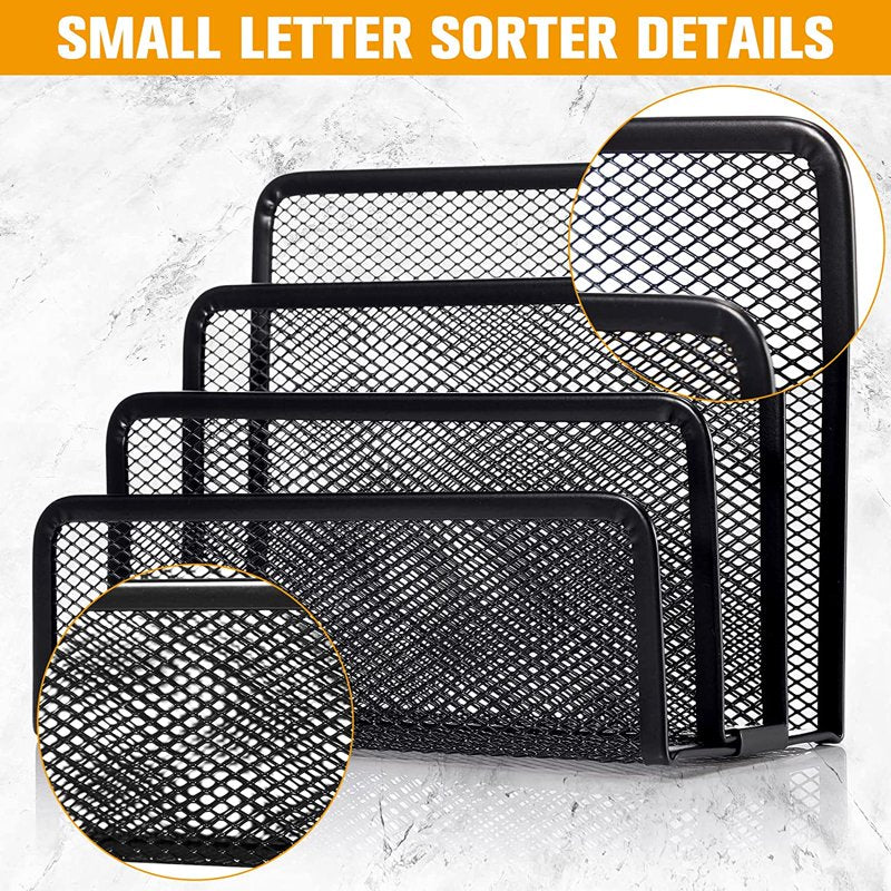 Desk Mail Organizer, Small Metal Mesh Letter Holder for Office & Home