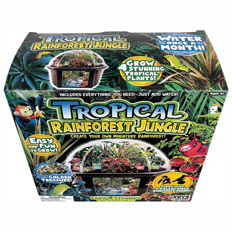 Tropical Rainforest Jungle DIY Biosphere Terrarium Kit - Grow Mini Plants & Animal Figures