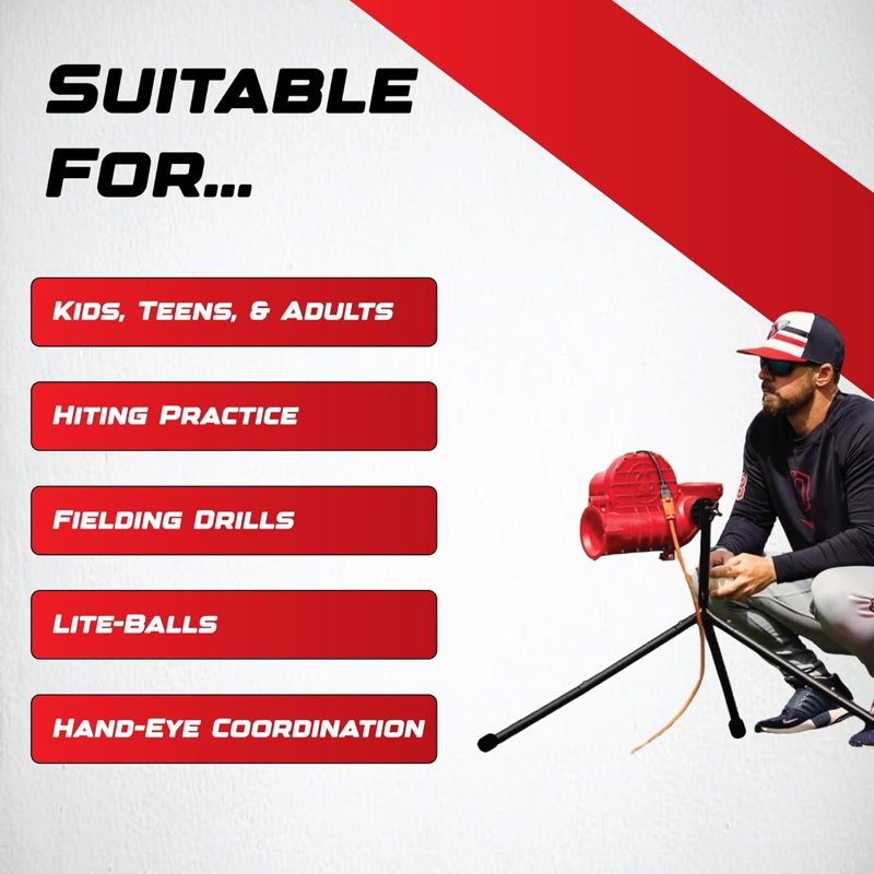 Baseball Pitching Machine with Adjustable Speed & Fielding Practice